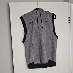 Under Armour Gray Sleeveless Hoodie with Blue Accents